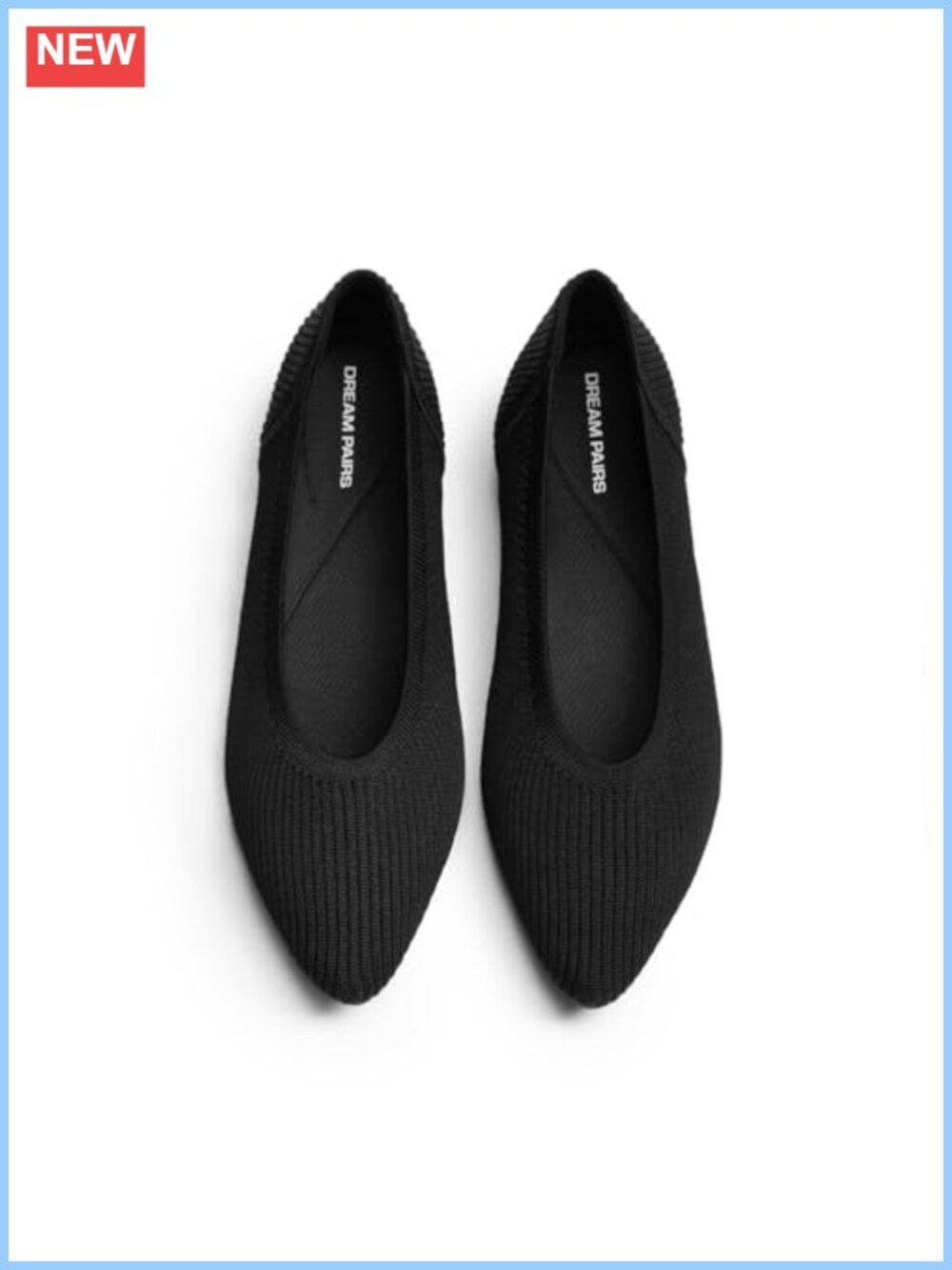 Women's Knit Ballet Flats Pointed Toe Cushioned Foldable Washable